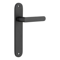 Door Lever Osaka Oval Latch Pair Matt Black H240xW40xP55mm in Matt Black