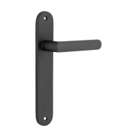 Door Lever Osaka Oval Latch Pair Matt Black H240xW40xP55mm in Matt Black