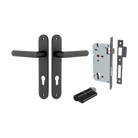 Door Lever Osaka Oval Euro Pair Matt Black CTC85mm H240xW40xP55mm Entrance Kit Mortice Lock Euro Matt Black CTC85mm Backset 60mm, Euro Cylinder Dual Function 5 Pin Matt Black L65mm KA1 in Matt Black