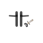 Door Lever Osaka Oval Latch Pair Matt Black H240xW40xP55mm Passage Kit Tube Latch Split Cam 'T' Striker Matt Black Backset 60mm in Matt Black