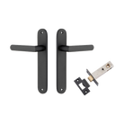 Door Lever Osaka Oval Latch Pair Matt Black H240xW40xP55mm Passage Kit Tube Latch Split Cam 'T' Striker Matt Black Backset 60mm in Matt Black