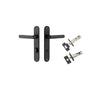 Door Lever Osaka Oval Privacy Pair Matt Black CTC85mm H240xW40xP55mm Privacy Kit Tube Latch Split Cam 'T' Striker Matt Black Backset 60mm, Privacy Bolt Round Bolt Matt Black Backset 60mm in Matt Black