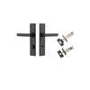 Door Lever Osaka Chamfered Privacy Matt Black CTC85mm L120xP54mm BPH240xW50mm Privacy Kit Tube Latch Split Cam 'T' Striker Matt Black Backset 60mm, Privacy Bolt Round Bolt Matt Black Backset 60mm in Matt Black