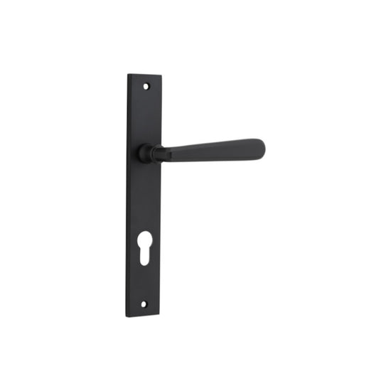 Door Lever Copenhagen Rectangular Euro Pair Matt Black CTC85mm H240xW38xP61mm in Matt Black
