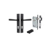 Door Lever Copenhagen Rectangular Euro Pair Matt Black CTC85mm H240xW38xP61mm Entrance Kit, Mortice Lock Euro Matt Black CTC85mm Backset 60mm, Euro Cylinder Dual Function 5 Pin Matt Black L65mm KA1 in Matt Black