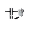 Door Lever Copenhagen Rectangular Euro Pair Matt Black CTC85mm H240xW38xP61mm Entrance Kit, Mortice Lock Euro Matt Black CTC85mm Backset 60mm, Euro Cylinder Key Thumb 6 Pin Matt Black L70mm KA1 in Matt Black