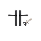 Door Lever Copenhagen Rectangular Latch Pair Matt Black H240xW38xP61mm Passage Kit, Tube Latch Split Cam 'T' Striker Matt Black Backset 60mm in Matt Black