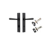 Door Lever Copenhagen Rectangular Privacy Pair Matt Black CTC85mm H240xW38xP61mm Inbuilt Privacy Kit, Tube Latch Split Cam 'T' Striker Matt Black Backset 60mm, Privacy Bolt Round Bolt Matt Black Backset 60mm in Matt Black