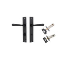 Door Lever Copenhagen Rectangular Privacy Pair Matt Black CTC85mm H240xW38xP61mm Inbuilt Privacy Kit, Tube Latch Split Cam 'T' Striker Matt Black Backset 60mm, Privacy Bolt Round Bolt Matt Black Backset 60mm in Matt Black
