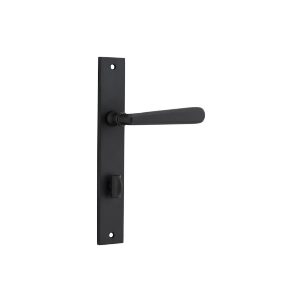 Door Lever Copenhagen Rectangular Privacy Pair Matt Black CTC85mm H240xW38xP61mm in Matt Black