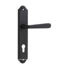 Door Lever Copenhagen Shouldered Euro Pair Matt Black CTC85mm H250xW48xP61mm in Matt Black