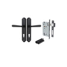 Door Lever Copenhagen Shouldered Euro Pair Matt Black CTC85mm H250xW48xP61mm Entrance Kit Mortice Lock Euro Matt Black CTC85mm Backset 60mm, Euro Cylinder Dual Function 5 Pin Matt Black L65mm KA1 in Matt Black