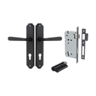 Door Lever Copenhagen Shouldered Euro Pair Matt Black CTC85mm H250xW48xP61mm Entrance Kit Mortice Lock Euro Matt Black CTC85mm Backset 60mm, Euro Cylinder Dual Function 5 Pin Matt Black L65mm KA1 in Matt Black