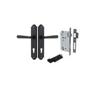 Door Lever Copenhagen Shouldered Euro Pair Matt Black CTC85mm H250xW48xP61mm Entrance Kit Mortice Lock Euro Matt Black CTC85mm Backset 60mm, Euro Cylinder Key Thumb 6 Pin Matt Black L70mm KA1 in Matt Black