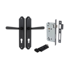 Door Lever Copenhagen Shouldered Euro Pair Matt Black CTC85mm H250xW48xP61mm Entrance Kit Mortice Lock Euro Matt Black CTC85mm Backset 60mm, Euro Cylinder Key Thumb 6 Pin Matt Black L70mm KA1 in Matt Black