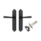 Door Lever Copenhagen Shouldered Latch Pair Matt Black H250xW48xP61mm Passage Kit Tube Latch Split Cam 'T' Striker Matt Black Backset 60mm in Matt Black