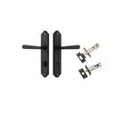 Door Lever Copenhagen Shouldered Privacy Pair Matt Black CTC85mm H250xW48xP61mm Inbuilt Privacy Kit Tube Latch Split Cam 'T' Striker Matt Black Backset 60mm, Privacy Bolt Round Bolt Matt Black Backset 60mm in Matt Black