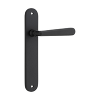 Door Lever Copenhagen Oval Latch Pair Matt Black H240xW40xP61mm in Matt Black