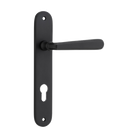 Door Lever Copenhagen Oval Euro Pair Matt Black CTC85mm H240xW40xP61mm in Matt Black