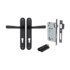Door Lever Copenhagen Oval Euro Pair Matt Black CTC85mm H240xW40xP61mm Entrance Kit Mortice Lock Euro Matt Black CTC85mm Backset 60mm, Euro Cylinder Dual Function 5 Pin Matt Black L65mm KA1 in Matt Black