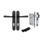 Door Lever Copenhagen Oval Euro Pair Matt Black CTC85mm H240xW40xP61mm Entrance Kit Mortice Lock Euro Matt Black CTC85mm Backset 60mm, Euro Cylinder Key Thumb 6 Pin Matt Black L70mm KA1 in Matt Black