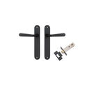 Door Lever Copenhagen Oval Latch Pair Matt Black H240xW40xP61mm Passage Kit Tube Latch Split Cam 'T' Striker Matt Black Backset 60mm in Matt Black