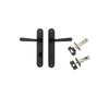 Door Lever Copenhagen Oval Privacy Pair Matt Black CTC85mm H240xW40xP61mm Inbuilt Privacy Kit Tube Latch Split Cam 'T' Striker Matt Black Backset 60mm, Privacy Bolt Round Bolt Matt Black Backset 60mm in Matt Black
