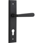 Door Lever Copenhagen Stepped Euro Pair Matt Black CTC85mm H237xW50xP61mm in Matt Black