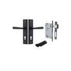 Door Lever Copenhagen Stepped Euro Pair Matt Black CTC85mm H237xW50xP61mm Entrance Kit Mortice Lock Euro Matt Black CTC85mm Backset 60mm, Euro Cylinder Key Thumb 6 Pin Matt Black L70mm KA1 in Matt Black