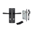 Pair of Iver Copenhagen lever handles on stepped backplates, showcasing sleek architectural hardware design.