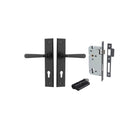 Door Lever Copenhagen Chamfered Euro Pair Matt Black CTC85mm L120xP59mm BPH240xW50mm Mortice Lock Euro Matt Black CTC85mm Backset 60mm, Euro Cylinder Dual Function 5 Pin Matt Black 65mm KA4 in Matt Black