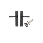 Door Lever Copenhagen Chamfered Matt Black L120xP59mm BPH240xW50mm Passage Kit Tube Latch Split Cam 'T' Striker Matt Black Backset 60mm in Matt Black