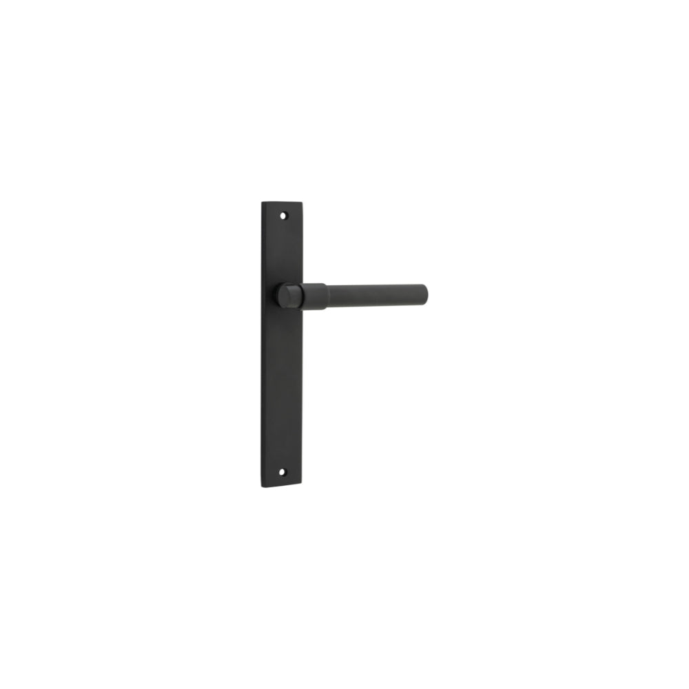 Door Lever Helsinki on Long Backplate Pair Matt Black H240xW38xP44mm in Matt Black