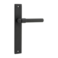 Door Lever Helsinki on Long Backplate Pair Matt Black H240xW38xP44mm in Matt Black
