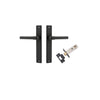 Door Lever Helsinki Rectangular Latch Pair Matt Black H240xW38xP44mm Passage Kit, Tube Latch Split Cam 'T' Striker Matt Black Backset 60mm in Matt Black