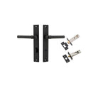 Door Lever Helsinki Rectangular Privacy Pair Matt Black CTC85mm H240xW38xP44mm Privacy Kit, Tube Latch Split Cam 'T' Striker Matt Black Backset 60mm, Privacy Bolt Round Bolt Matt Black Backset 60mm in Matt Black