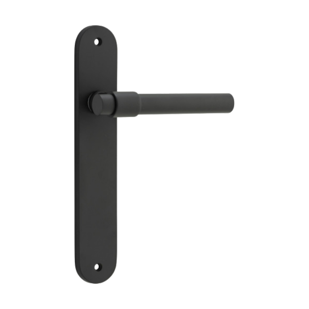 Door Lever Helsinki Oval Latch Pair Matt Black H240xW40xP44mm in Matt Black