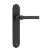 Door Lever Helsinki Oval Latch Pair Matt Black H240xW40xP44mm in Matt Black