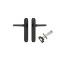 Door Lever Helsinki Oval Latch Pair Matt Black H240xW40xP44mm Passage Kit Tube Latch Split Cam 'T' Striker Matt Black Backset 60mm in Matt Black