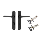 Door Lever Helsinki Oval Privacy Pair Matt Black CTC85mm H240xW40xP44mm Privacy Kit Tube Latch Split Cam 'T' Striker Matt Black Backset 60mm, Privacy Bolt Round Bolt Matt Black Backset 60mm in Matt Black