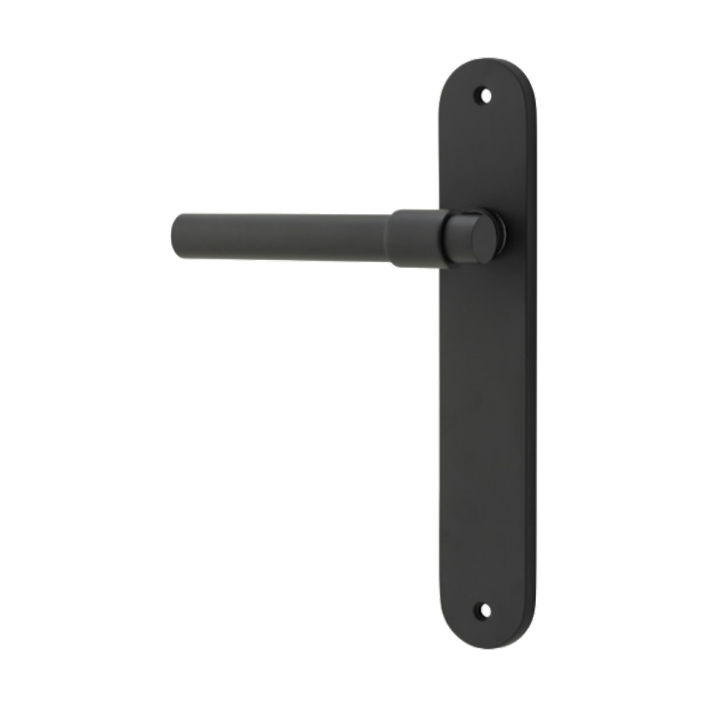Door Lever Helsinki Oval Latch Left Hand Fixed Matt Black L137xP58mm BPH240xW40mm in Matt Black