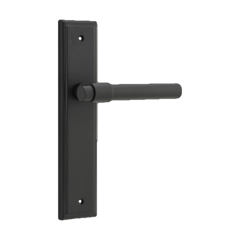 Door Lever Helsinki Stepped Latch Pair Matt Black H237xW50xP44mm in Matt Black