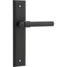 Pair of Iver Helsinki lever door handles on stepped backplates in a modern, brushed metal finish.