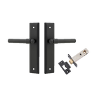 Door Lever Helsinki Stepped Latch Pair Matt Black H237xW50xP44mm Passage Kit Tube Latch Split Cam 'T' Striker Matt Black Backset 60mm in Matt Black