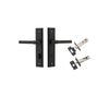 Door Lever Helsinki Stepped Privacy Pair Matt Black CTC85mm H237xW50xP44mm Privacy Kit Tube Latch Split Cam 'T' Striker Matt Black Backset 60mm, Privacy Bolt Round Bolt Matt Black Backset 60mm in Matt Black