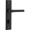 Door Lever Helsinki Stepped Privacy Pair Matt Black CTC85mm H237xW50xP44mm in Matt Black