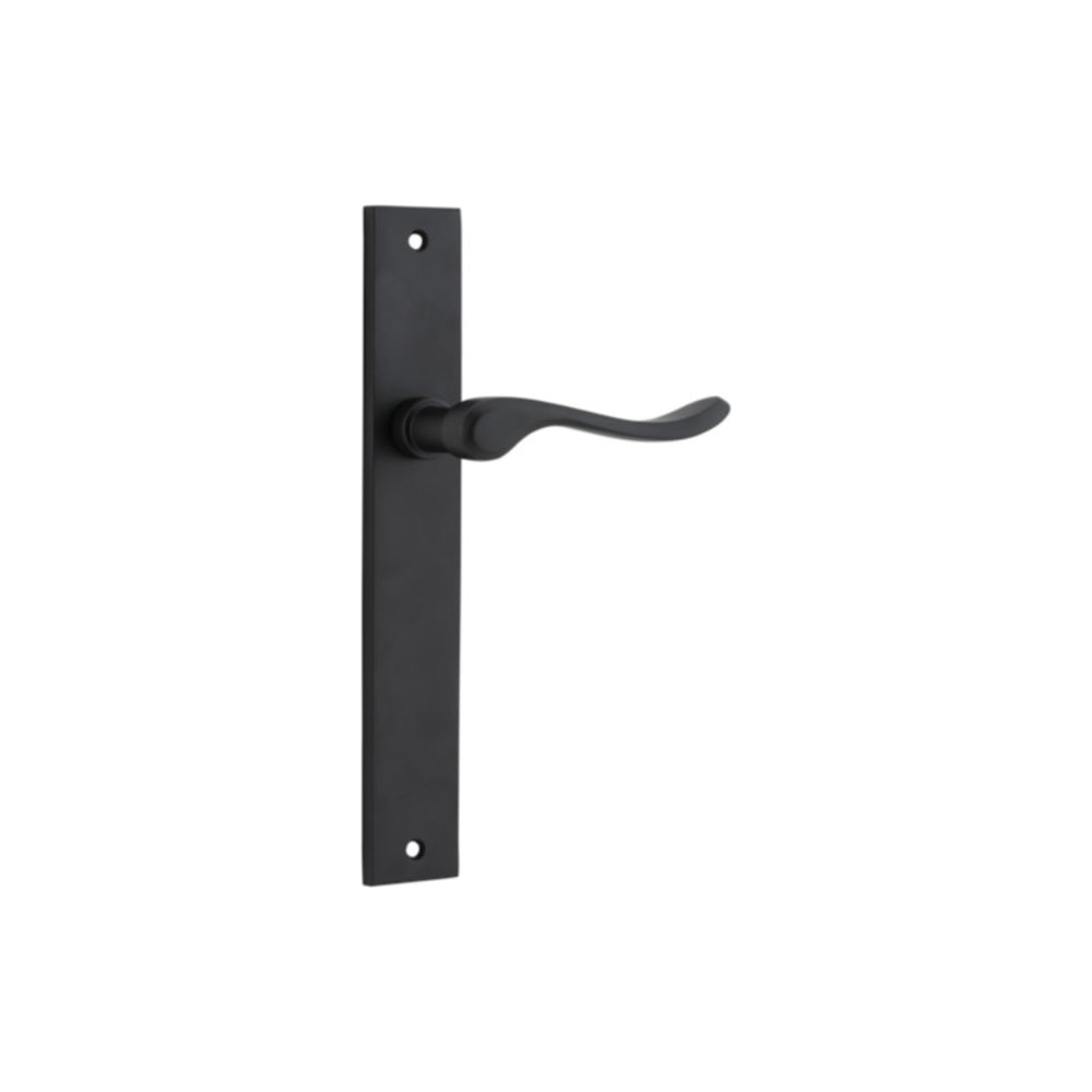 Door Lever Stirling on Long Backplate Pair Matt Black H240xW38xP64mm in Matt Black