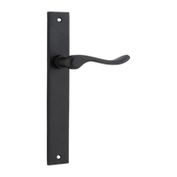 Door Lever Stirling on Long Backplate Pair Matt Black H240xW38xP64mm in Matt Black