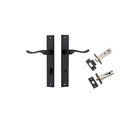 Door Lever Stirling Rectangular Privacy Pair Matt Black CTC85mm H240xW38xP64mm Privacy Kit, Tube Latch Split Cam 'T' Striker Matt Black Backset 60mm, Privacy Bolt Round Bolt Matt Black Backset 60mm in Matt Black
