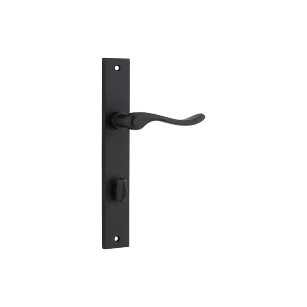 Door Lever Stirling Rectangular Privacy Pair Matt Black CTC85mm H240xW38xP64mm in Matt Black